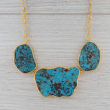Gray New Nina Nguyen Turquoise Statement Necklace Sterling Gold Vermeil 19.5"