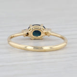 Light Gray 0.74ctw Oval Blue Sapphire Diamond Ring 18k Gold Size 6.25 September Birthstone