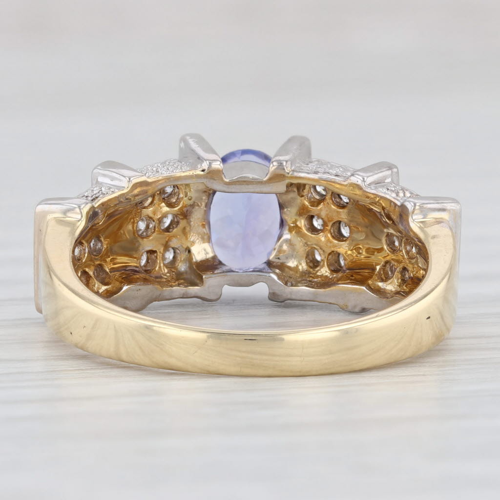 Light Gray 1.20ctw Tanzanite Diamond Ring 18k White Yellow Gold Size 9.25