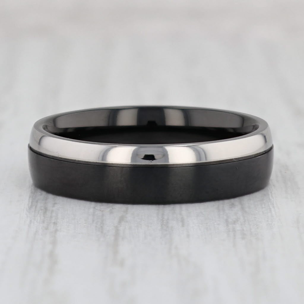 Light Gray New 2-Toned Black Titanium Ring Size 11.25 Men's Wedding Band