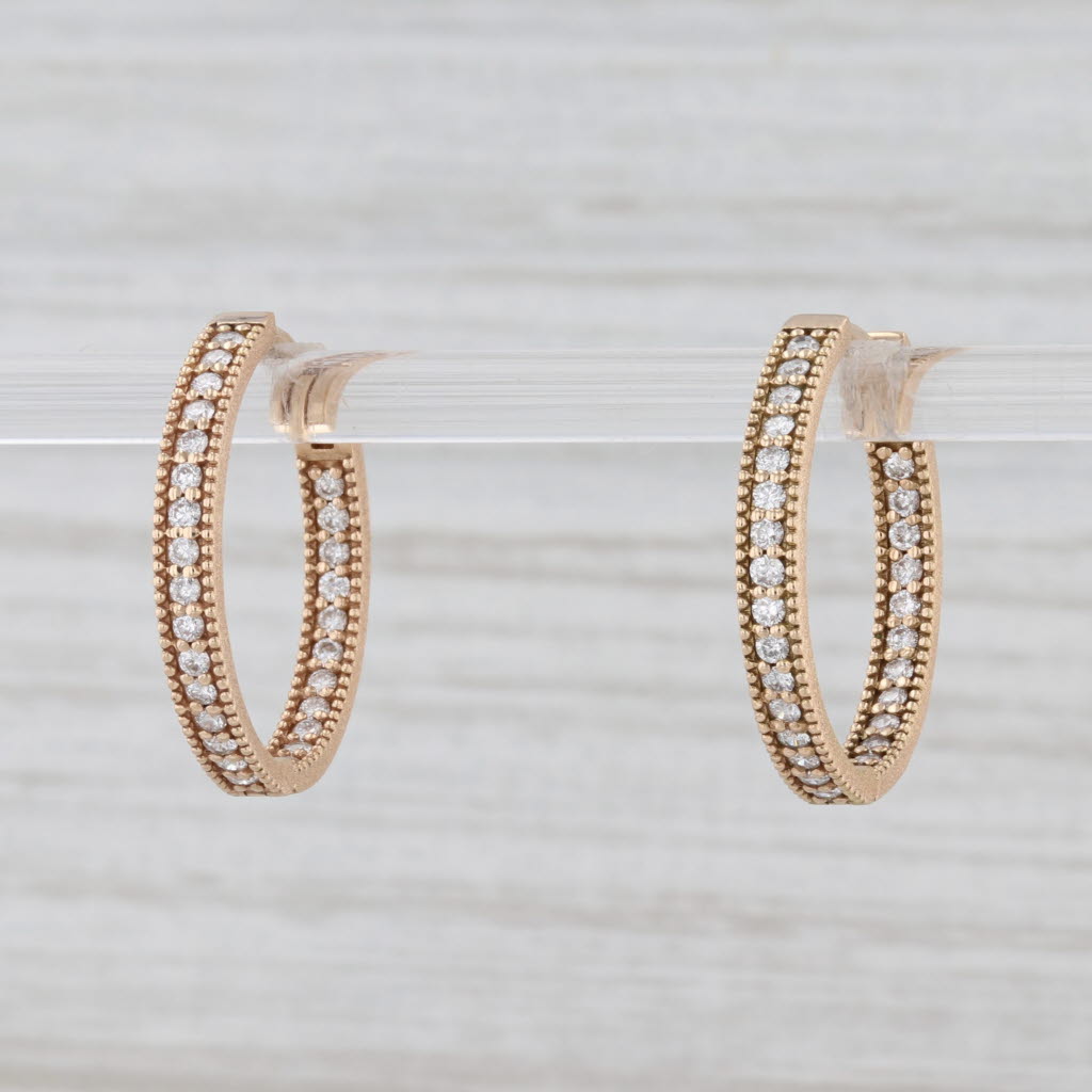 Light Gray New 0.70ctw Nina Nguyen Gemma Diamond Inside Out Hoop Earrings 18k Yellow Gold