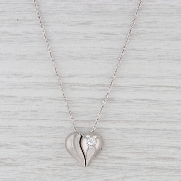 Light Gray Hearts On Fire Diamond Opening Heart Pendant Necklace 18k Gold