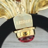 Tan Lagos Onyx & Pink Tourmaline Brooch 18k Yellow Gold 750 Ornate Statement