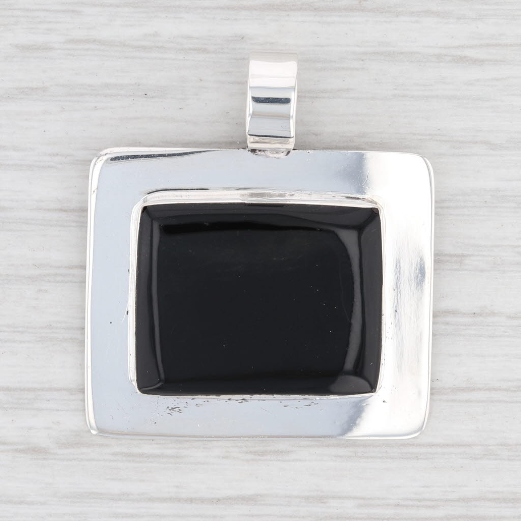 Light Gray New Black Resin Pendant Sterling Silver Statement B12741