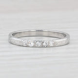 Light Gray Art Deco Diamond Wedding Band 18k White Gold Stackable Ring Vintage