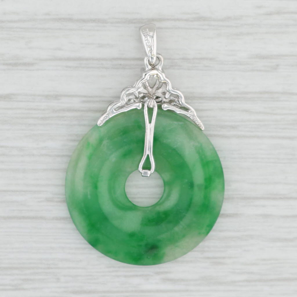 Light Gray Jadeite Jade Torus Pendant 18k White Gold 0.26ctw Diamonds Jade Gallery Report