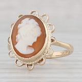 Light Gray Vintage Carved Shell Cameo Ring 9k Yellow Gold Size 5.25