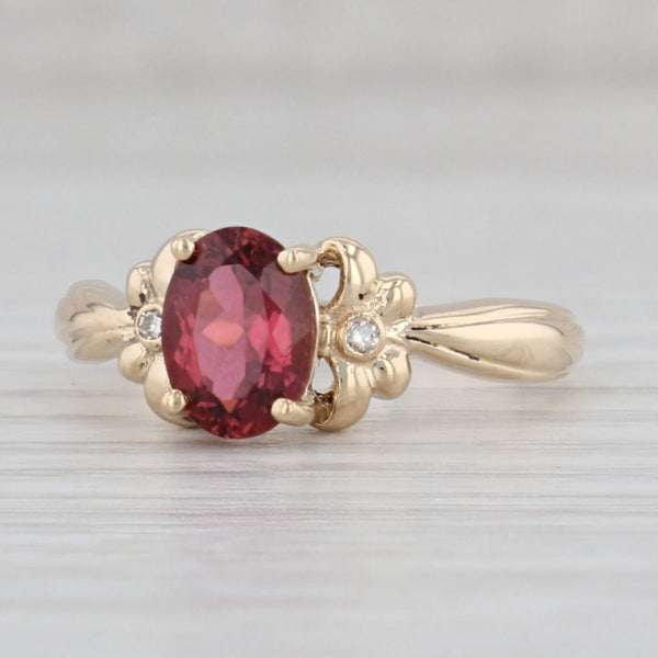 Gray 1.11ctw Oval Pink Tourmaline Diamond Ring 14k Yellow Gold Size 6.5