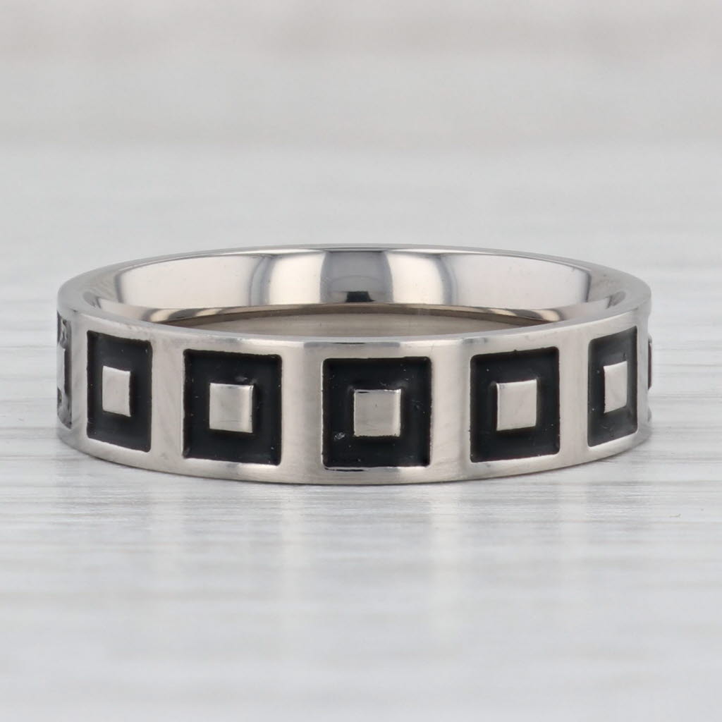 Light Gray New Square Pattern Titanium Ring Size 10 1/4 Men's Wedding Band