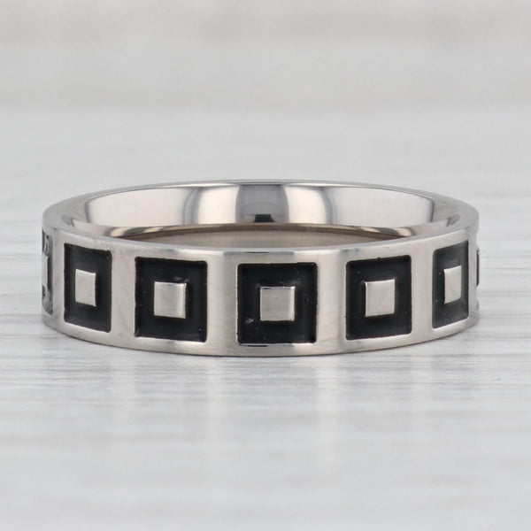 Light Gray New Square Pattern Titanium Ring Size 10 1/4 Men's Wedding Band