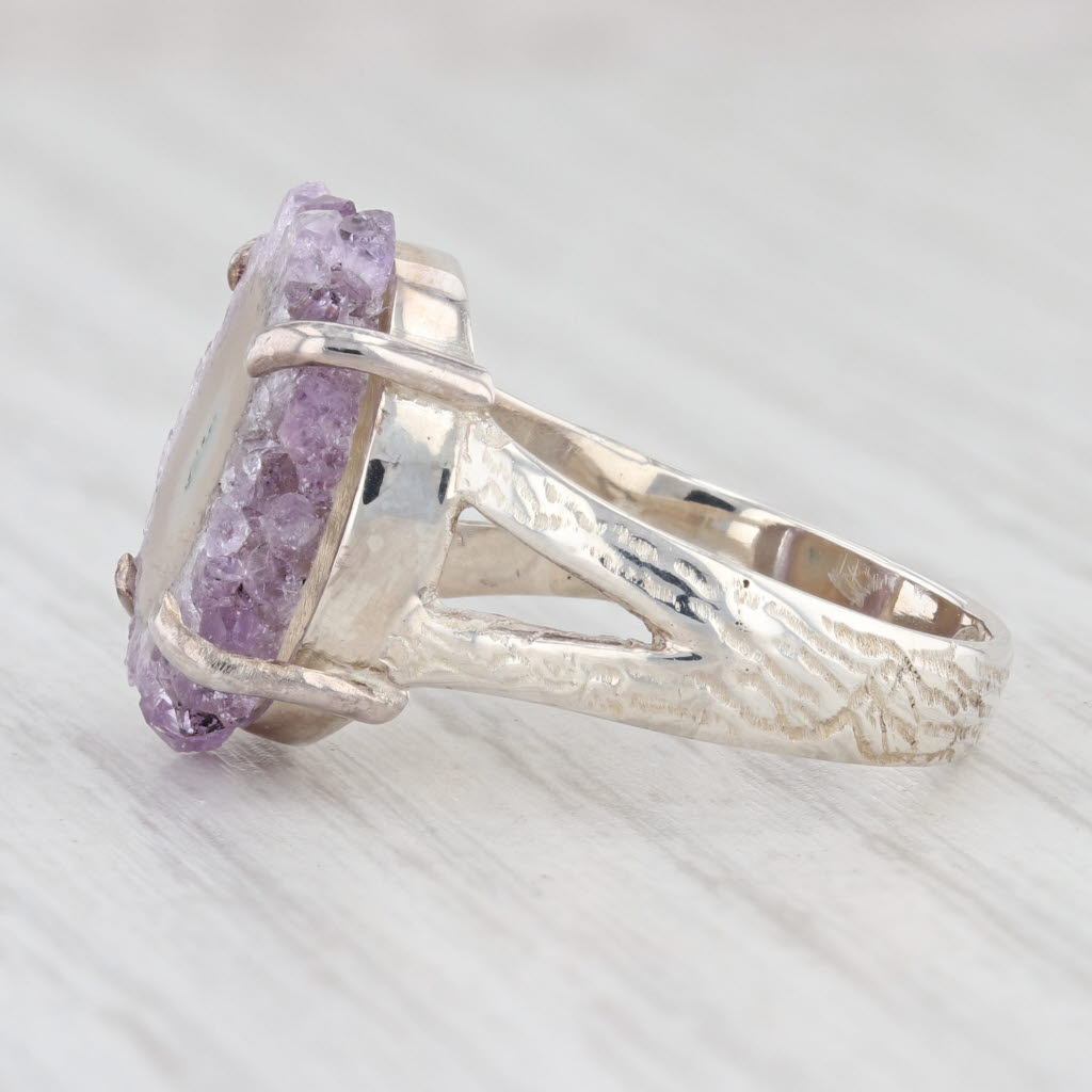 Light Gray New Nina Nguyen Amethyst Geode Ring Sterling Silver Size 7.5 Statement