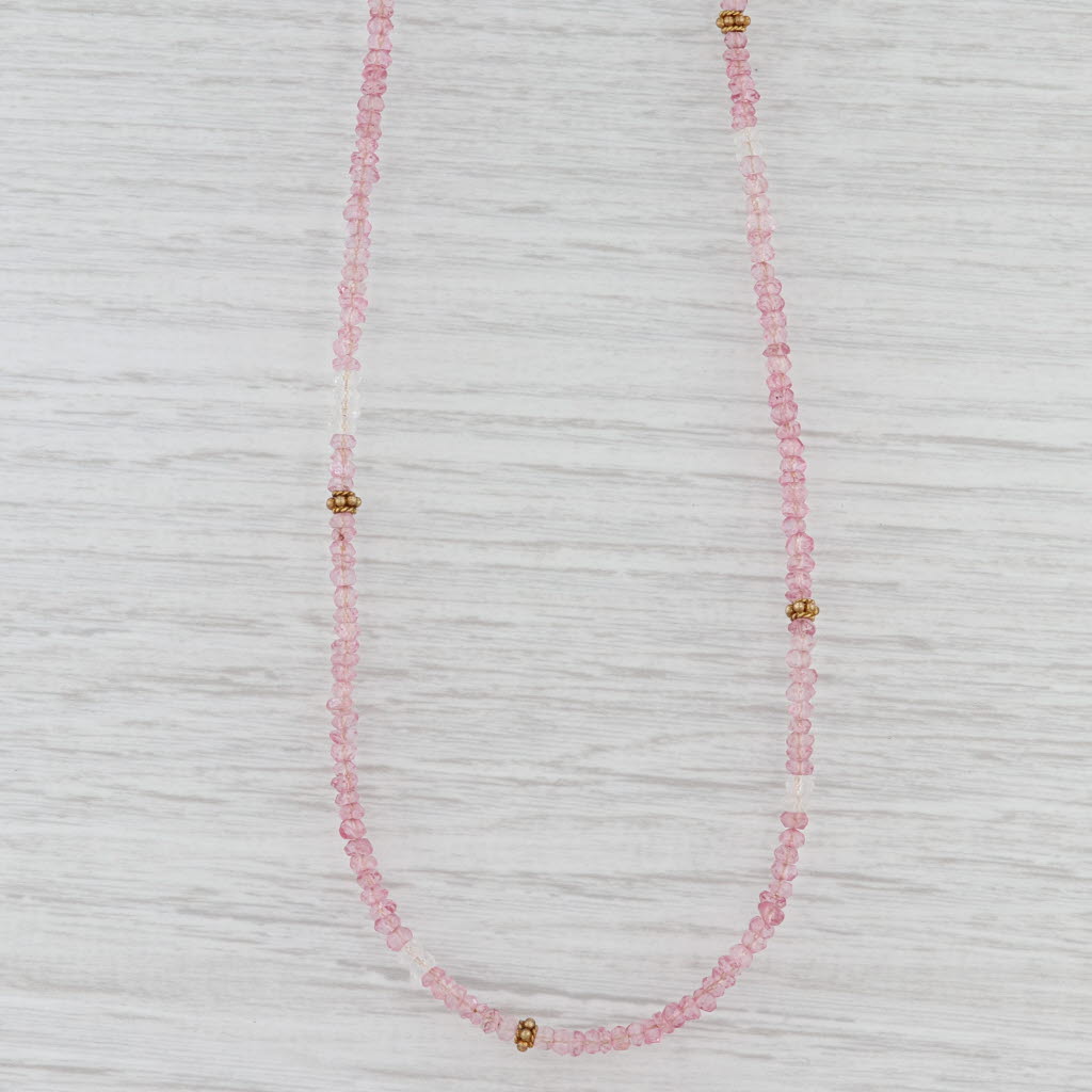 Light Gray New Nina Nguyen Pink Topaz Bead Necklace Gold Vermeil Sterling Long Adjustable