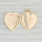 Light Gray Floral Etched Heart Picture Locket Pendant 14k Yellow Gold Engravable
