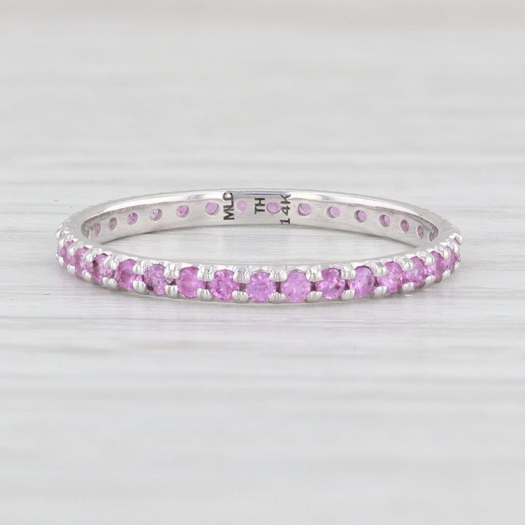 Light Gray New 0.58ctw Pink Sapphire Eternity Ring 14k White Gold Size 6.25 Stackable Band