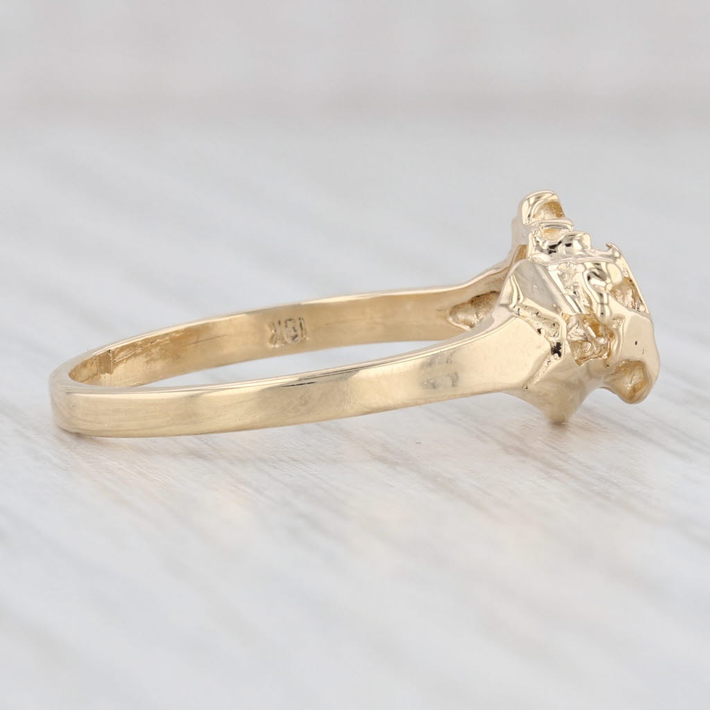 Light Gray Open Work Nugget Ring 18k Yellow Gold Size 9