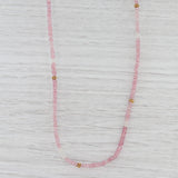 New Nina Nguyen Pink Topaz Bead Necklace Sterling Gold Vermeil Layer Adjustable
