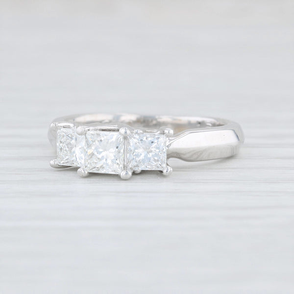 Light Gray 1.03ctw 3Stone Princess Diamond Engagement Ring 18k White Gold Platinum 5.75