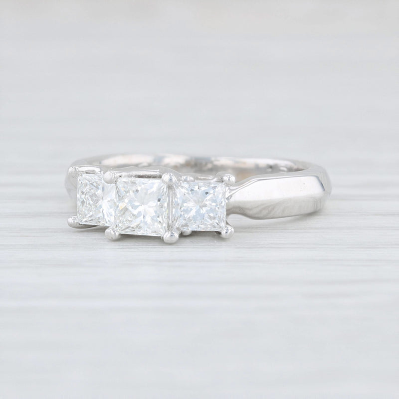 1.03ctw 3Stone Princess Diamond Engagement Ring 18k White Gold Platinum 5.75