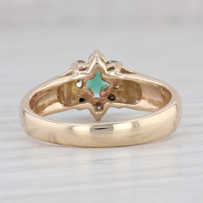 0.38ctw Oval Emerald Diamond Halo Ring 14k Yellow Gold Size 6.5