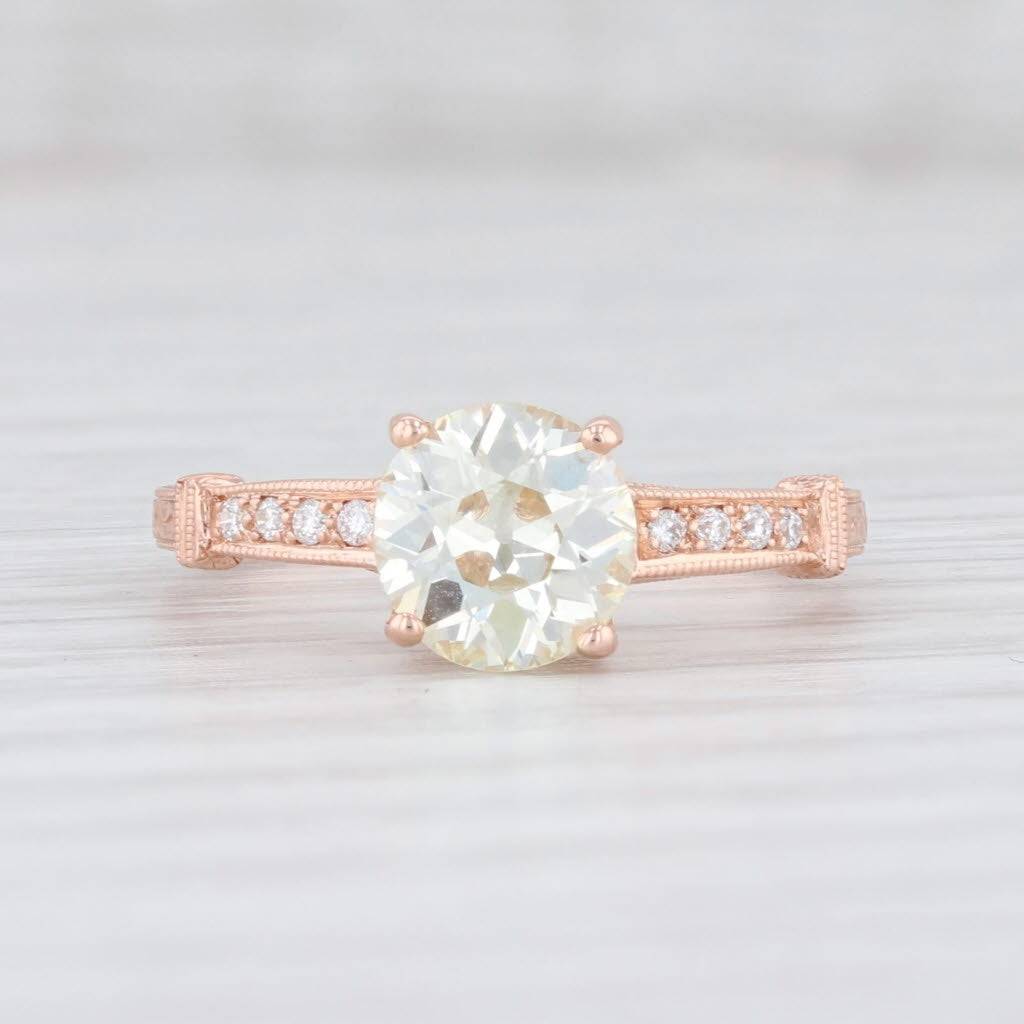 Light Gray New Beverley K 1.29ctw Diamond Engagement Ring 14k Rose Gold Round Solitaire