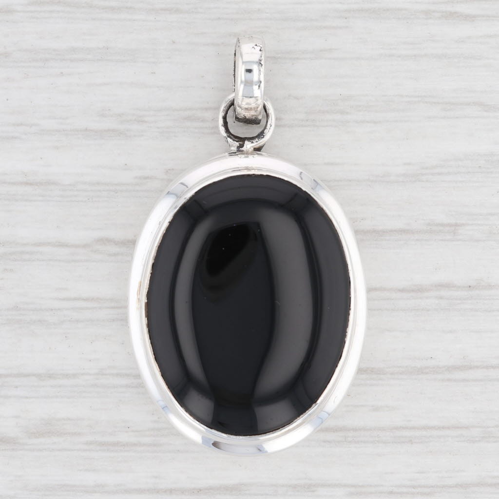 Light Gray New Onyx Pendant 925 Sterling Silver Statement Oval Solitaire