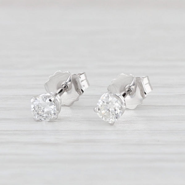 Light Gray 0.19ctw Diamond Stud Earrings 14k White Gold Round Solitaire Studs