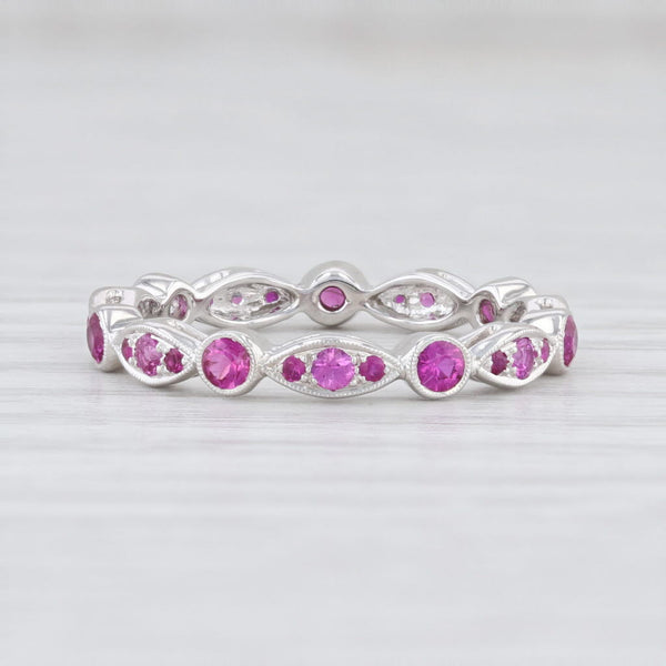 Light Gray New Beverley K .63ctw Ruby Eternity Ring 14k White Gold Size 5.75 Stackable Band