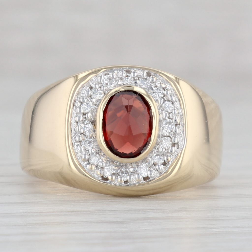 Gray 1.12ctw Oval Garnet Diamond Halo Ring 14k Yellow Gold Size 7.5