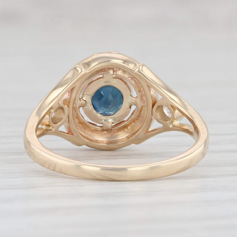 Light Gray New Custom Made 0.44ctw Blue Sapphire Diamond Ring 14k Yellow Gold Size 4.75