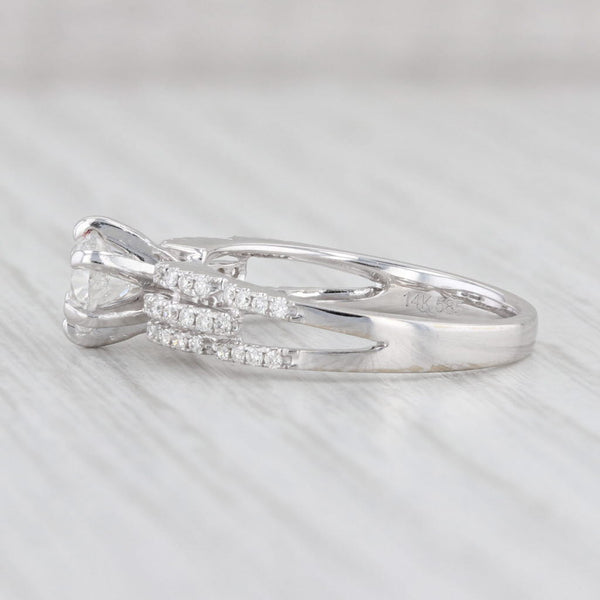 Light Gray 0.72ctw Round Diamond Engagement Ring 14k White Gold Unique Band Size 6.75