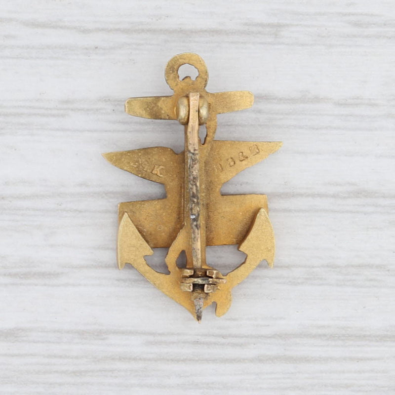 Vintage US Navy Pin 14k Gold Eagle Anchor Badge Military Bailey Banks Biddle