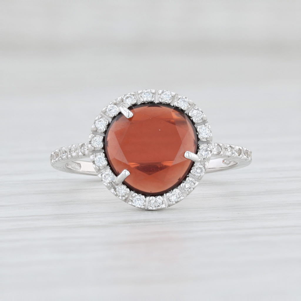 Light Gray New Pomellato Colpo Di Fulmine Ring in Box Red Garnet Diamond 18k Gold Size 5.5