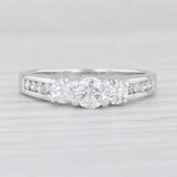 Light Gray 0.87ctw Diamond 3-Stone Engagement Ring 10k White Gold Size 7.5 Cathedral Band