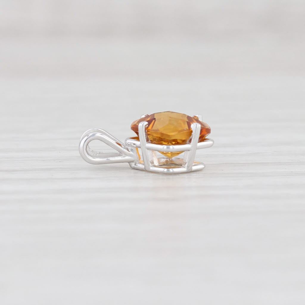 Light Gray New 1.47ct Citrine Drop Pendant 14k Gold Cushion Solitaire November Birthstone