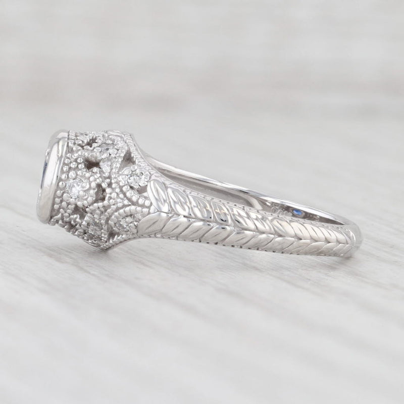 Light Gray 0.55ctw Blue Sapphire Diamond Ring 14k White Gold Size 6.75 Engagement