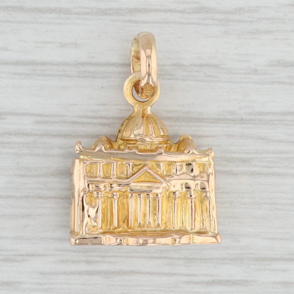 Light Gray Saint Peters Basilica Charm 18k Yellow Gold Vatican Italy Souvenir Pendant