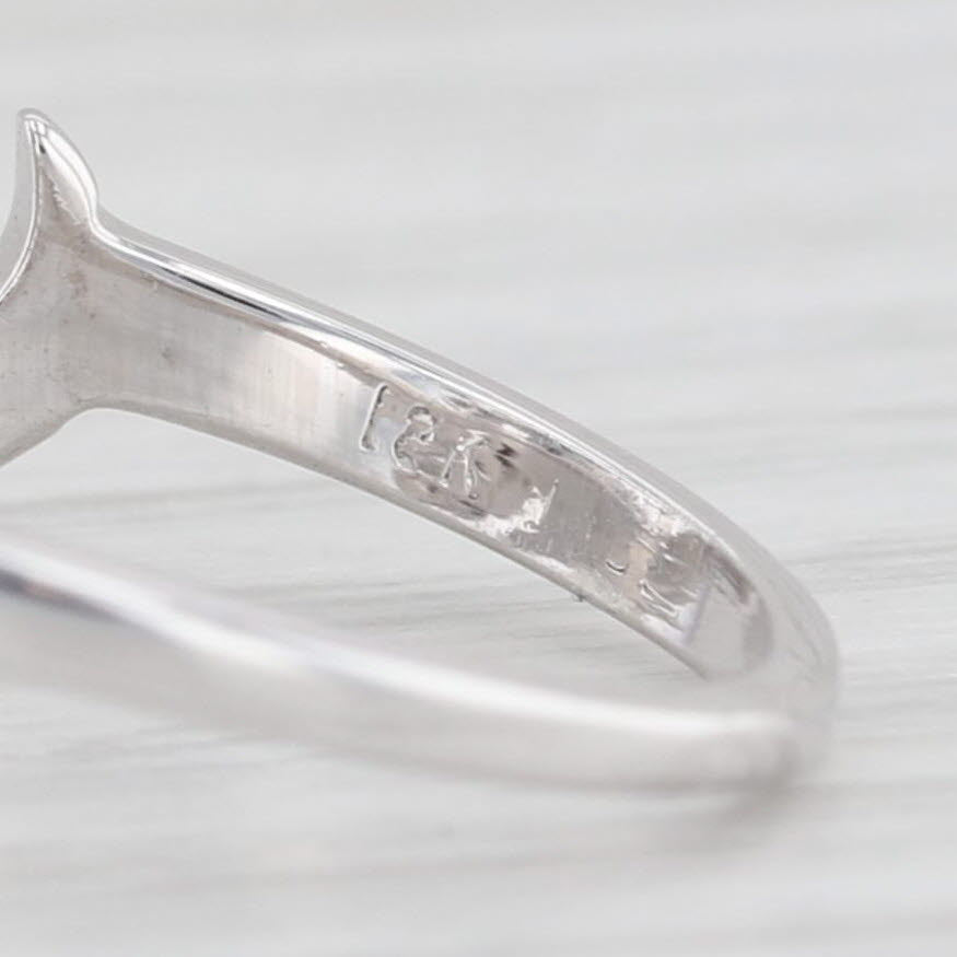 Light Gray Vintage Jabel 0.29ctw Diamond Flower Ring 18k White Gold Sz 4.5 Floral Cocktail