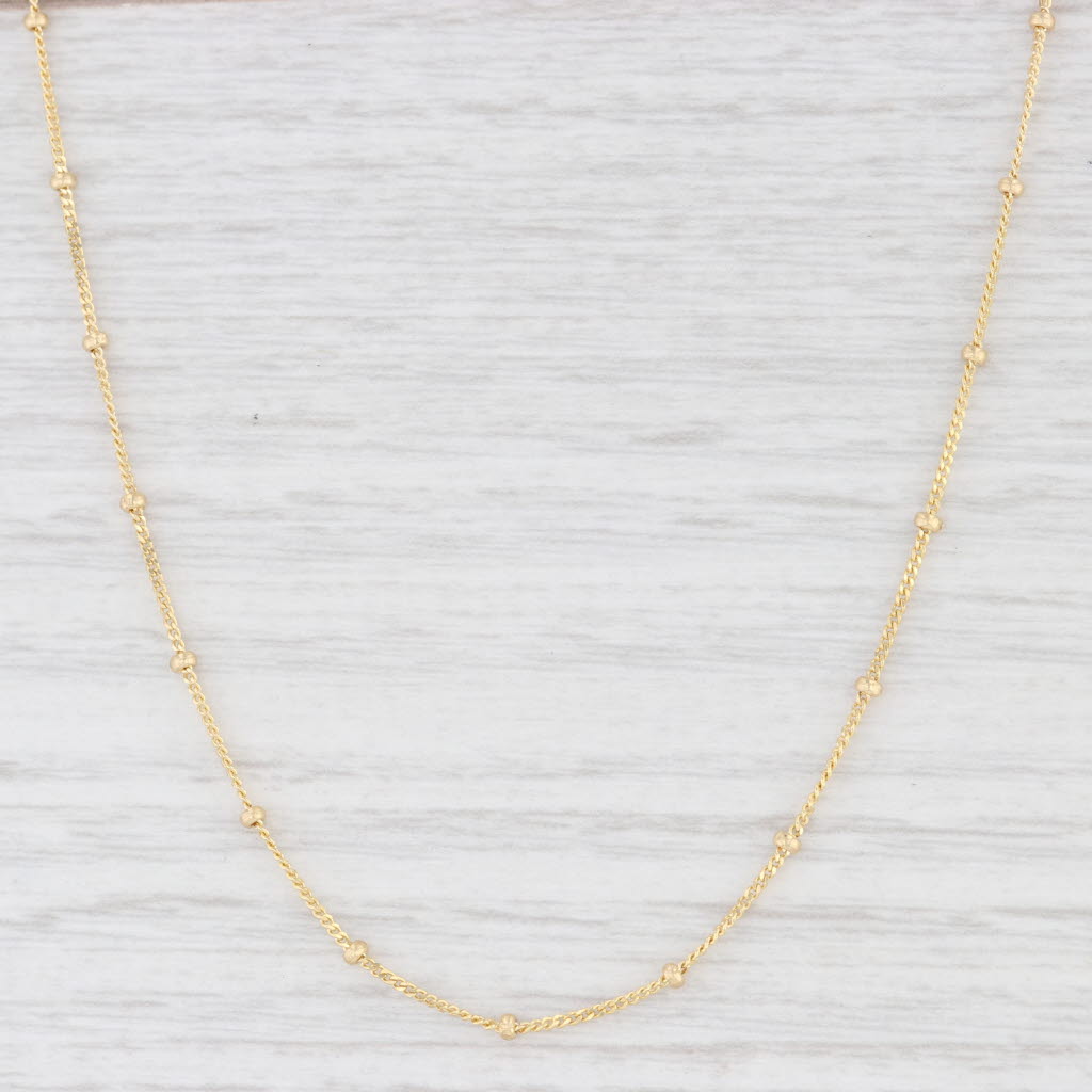 Light Gray New Bead Curb Chain Necklace 14k Yellow Gold 16" 1.8mm Rondells