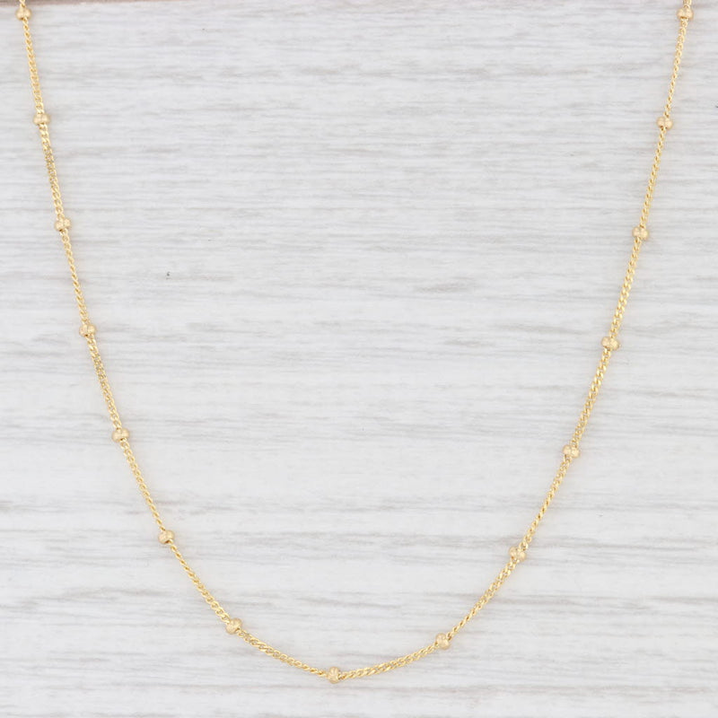 Light Gray New Bead Curb Chain Necklace 14k Yellow Gold 16" 1.8mm Rondells