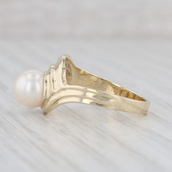 Light Gray Cultured Pearl Solitaire Ring 14k Yellow Gold Size 5