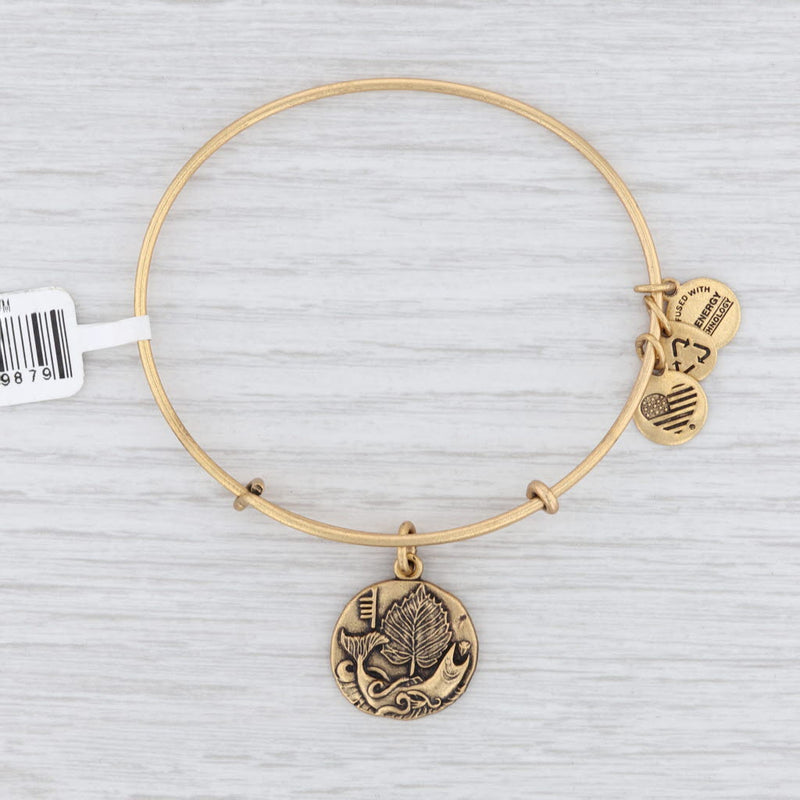 New Alex and Ani Hazel Flower Bangle Charm Bracelet Rafaelian Gold Expandable