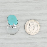 Vintage Stabilized Turquoise Ring 14k White Gold Size 2.5 Oval Cabochon