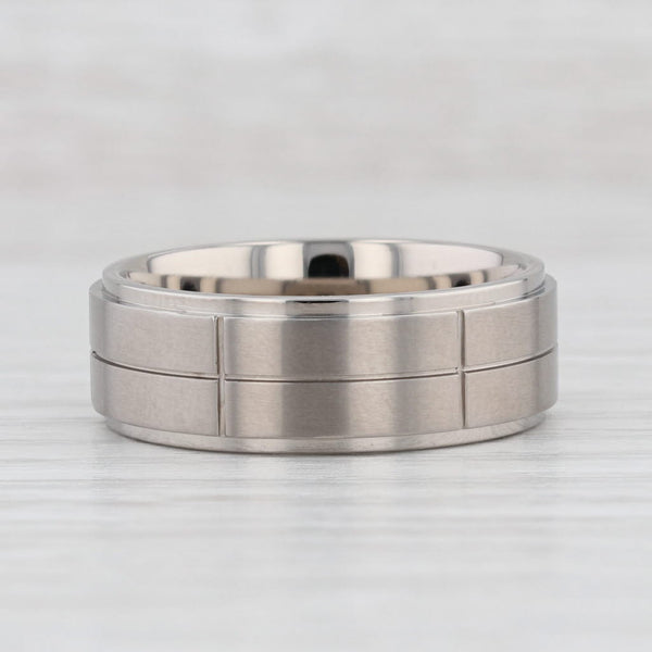 Light Gray New Beveled Brushed Titanium Ring Wedding Band Size 9.5