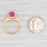 3.66ctw Ruby Diamond Ring 18k Yellow Gold Size 5.25 Cabochon Solitaire