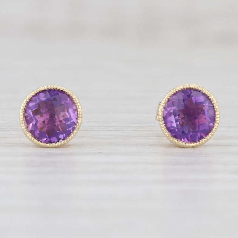 Light Gray New 1.44ctw Amethyst Solitaire Stud Earrings 14k Yellow Gold February Birthstone