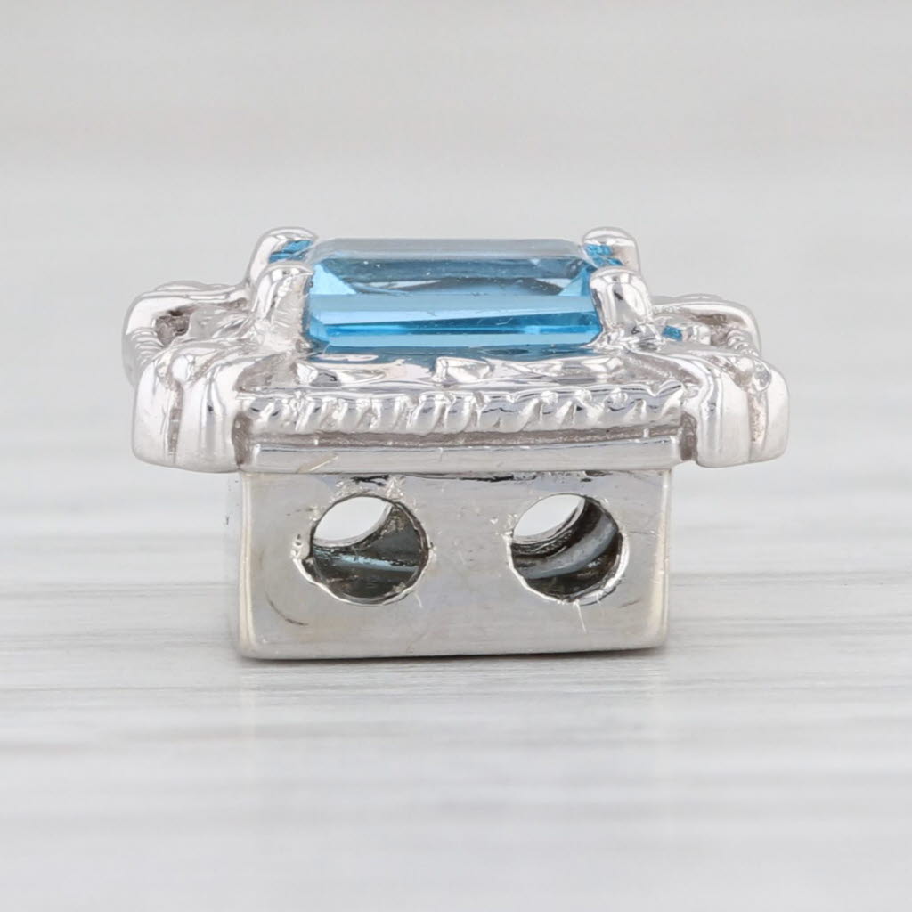 Light Gray Vintage Richard Klein 1.30ct Blue Topaz Solitaire Slide Charm 14k White Gold