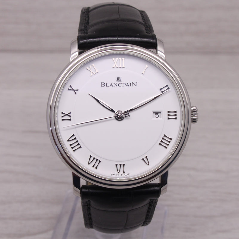 Dark Gray Blancpain Villeret Mens 40mm Steel Automatic Dress Watch Original Strap c.1151