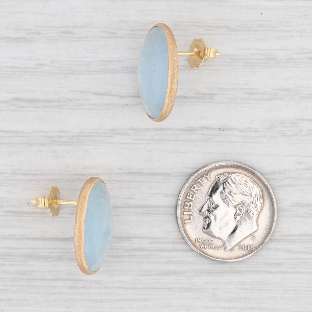 Light Gray New Nina Nguyen Aquamarine Stud Earrings 18k Yellow Gold March Birthstone