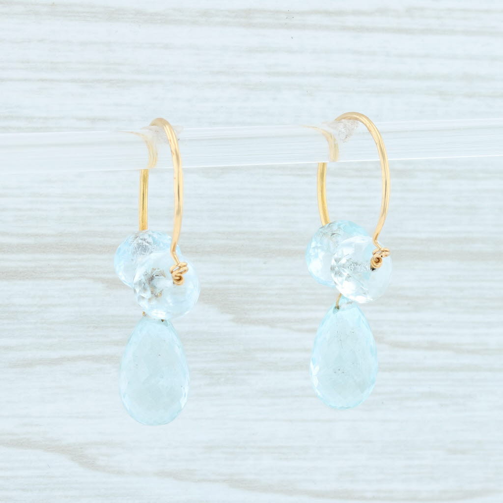 Lavender Aquamarine Briolette Drop Hoop Earrings 18k Yellow Gold Nordstrom Designer