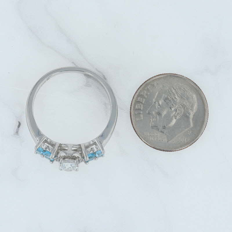 Light Gray New 0.82ctw White Blue Topaz Diamond Halo Flower Ring Sterling Silver Size 9